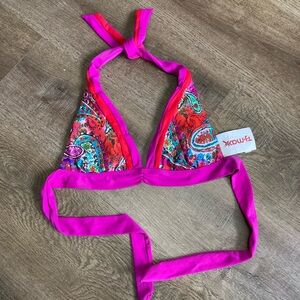 NWT Becca Women's Bikini Top Paisley Pink Print Size Medium